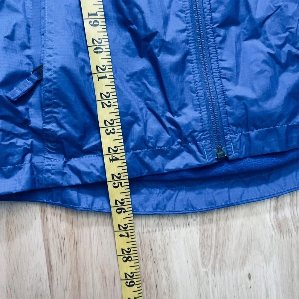 LL Bean Kids Blue TEK Hooded Fleece Lined Rain Jacket Large 14-16
